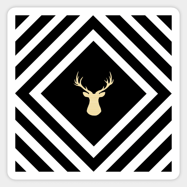 Abstract geometric pattern - Deer - black, beige and white. Sticker by kerens